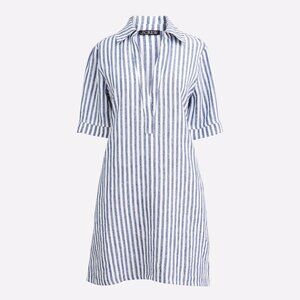 NWT J. Crew Bungalow Popover Linen Pinstripe Dress size XL